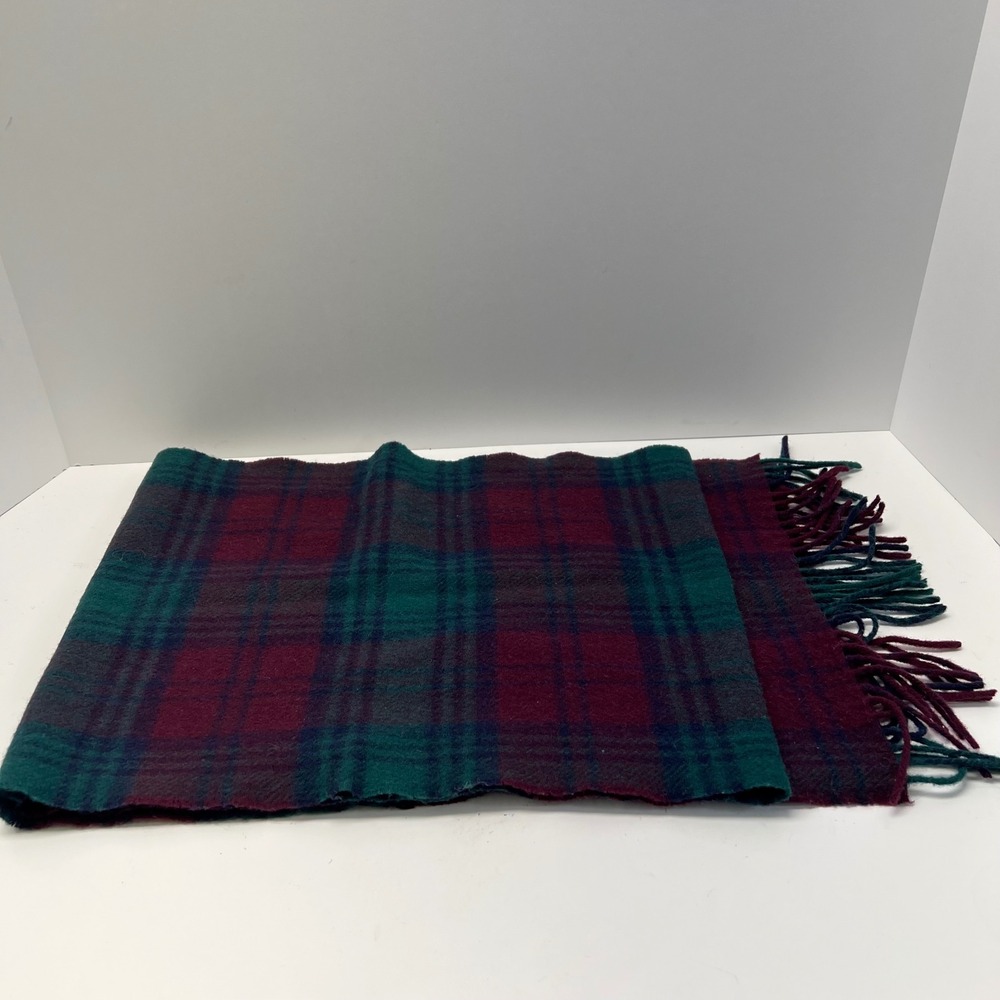 L.L. Bean Scarf John Hadley Lindsay Tartan Plaid 100% Lambswool Made Ireland VTG - Picture 4 of 4